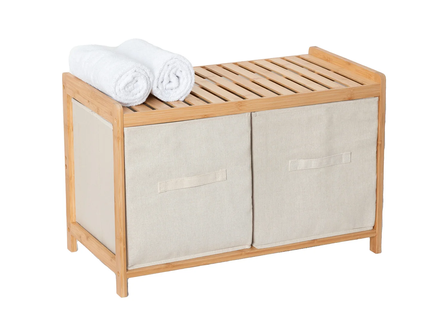 Banc 2 Paniers de Rangements en Bambou "Tidy" 66cm Naturel