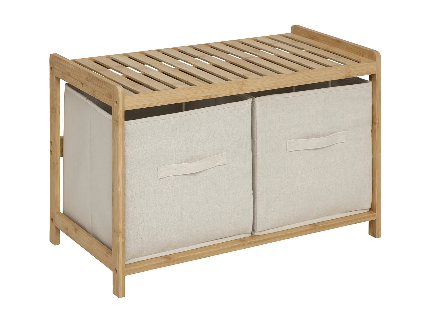 Banc 2 Paniers de Rangements en Bambou "Tidy" 66cm Naturel