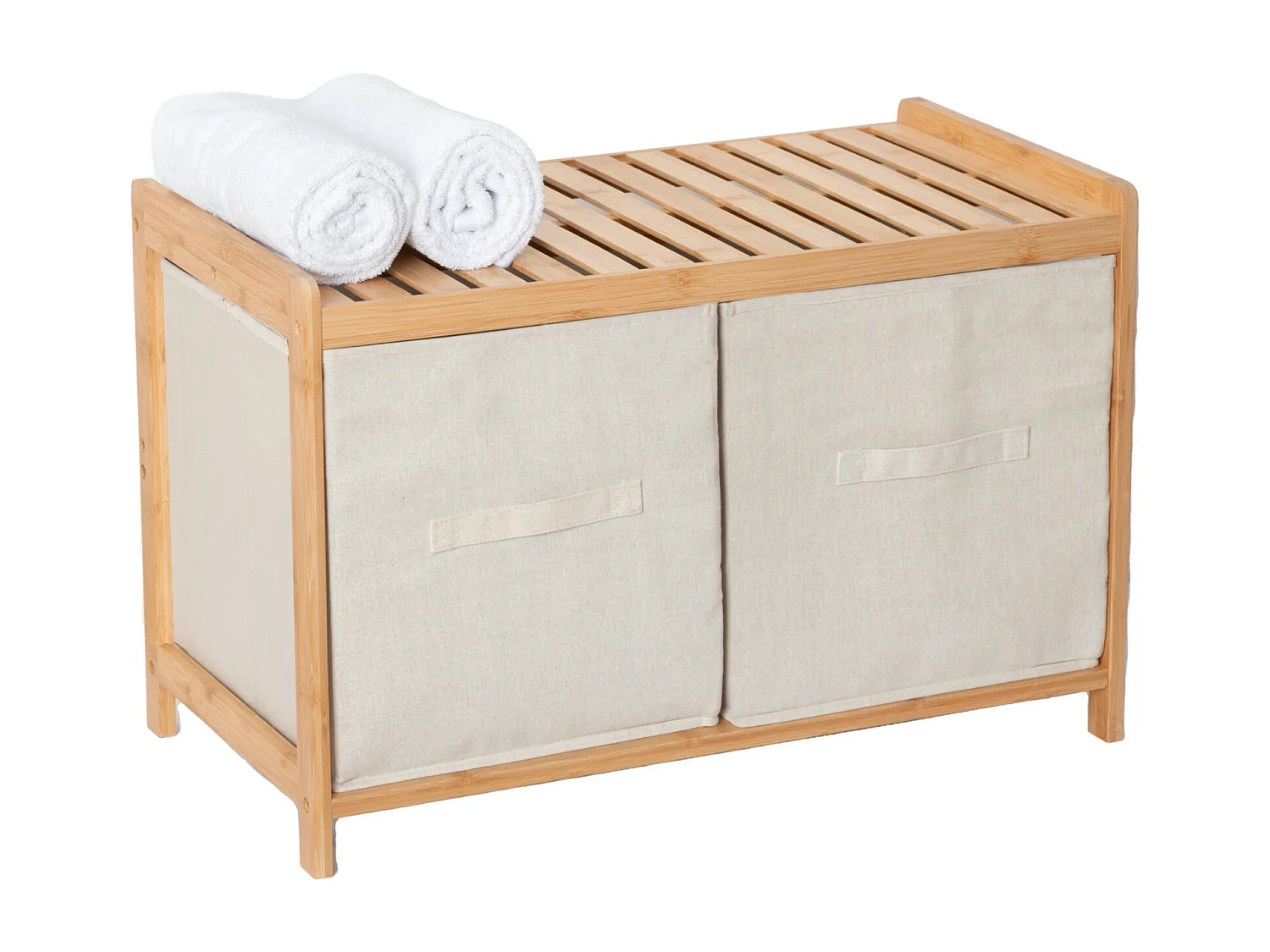 Banc 2 Paniers de Rangements en Bambou "Tidy" 66cm Naturel
