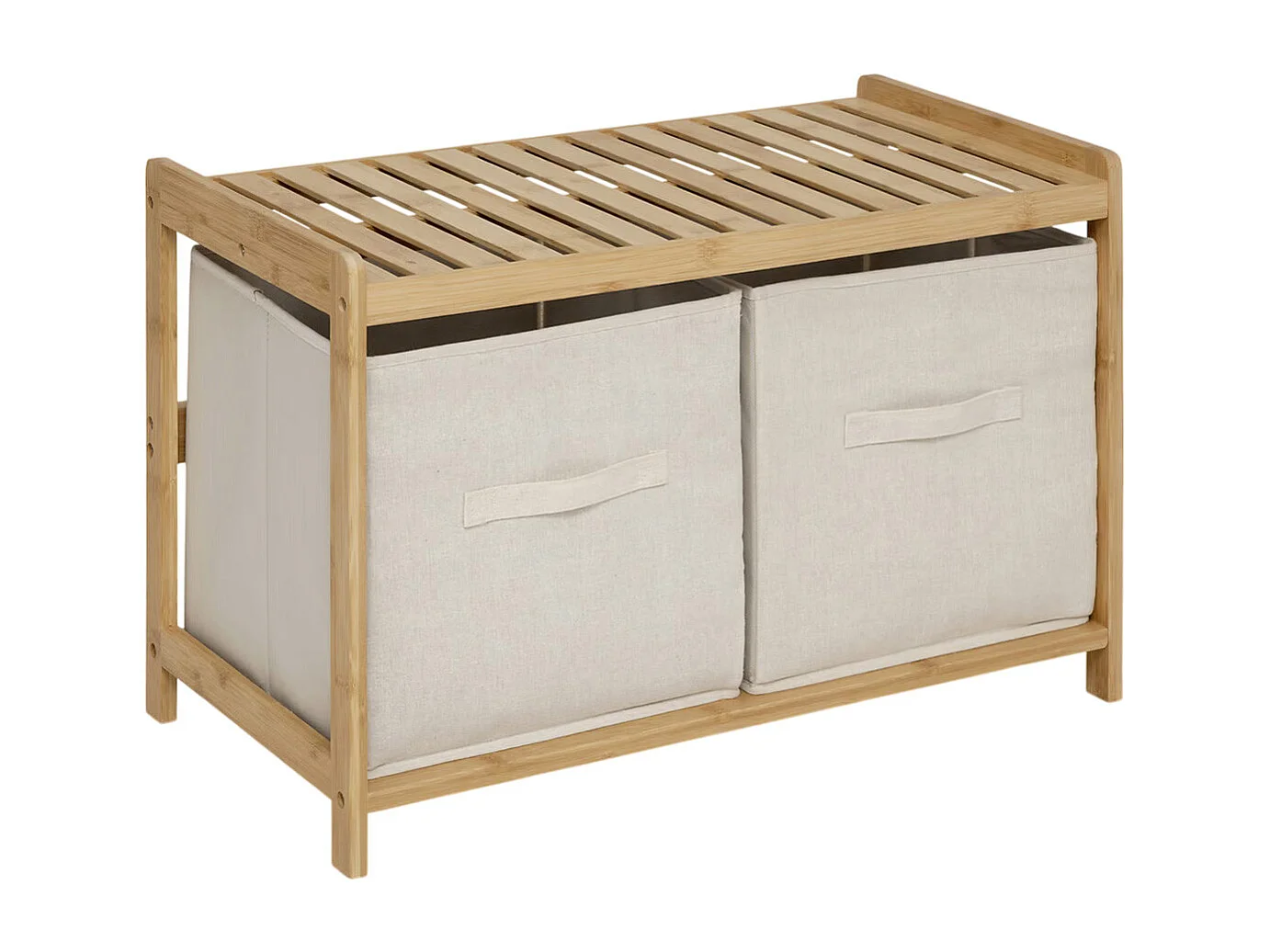 Banc 2 Paniers de Rangements en Bambou "Tidy" 66cm Naturel