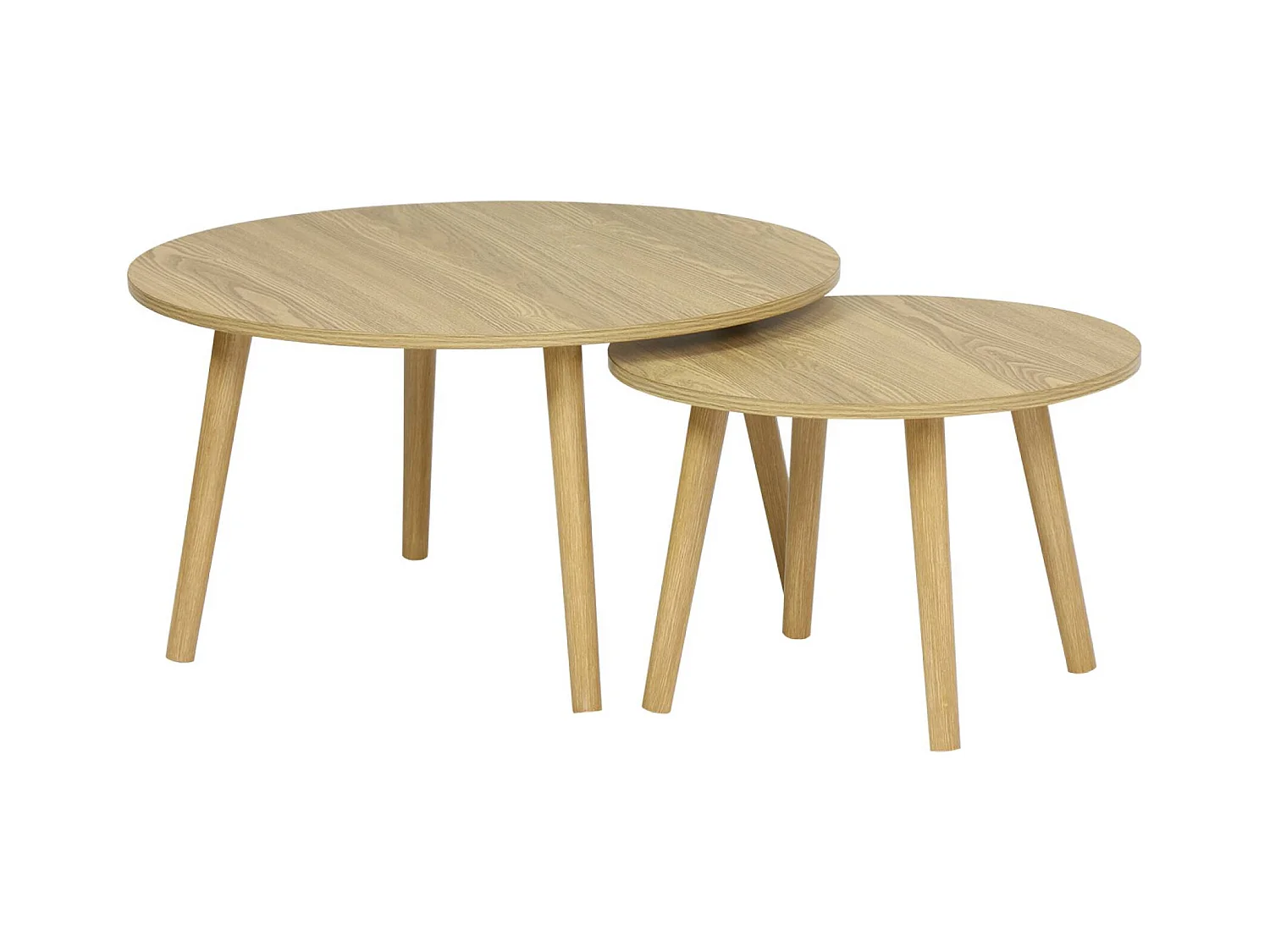 Lot de 2 tables basses rondes effet frêne Népal