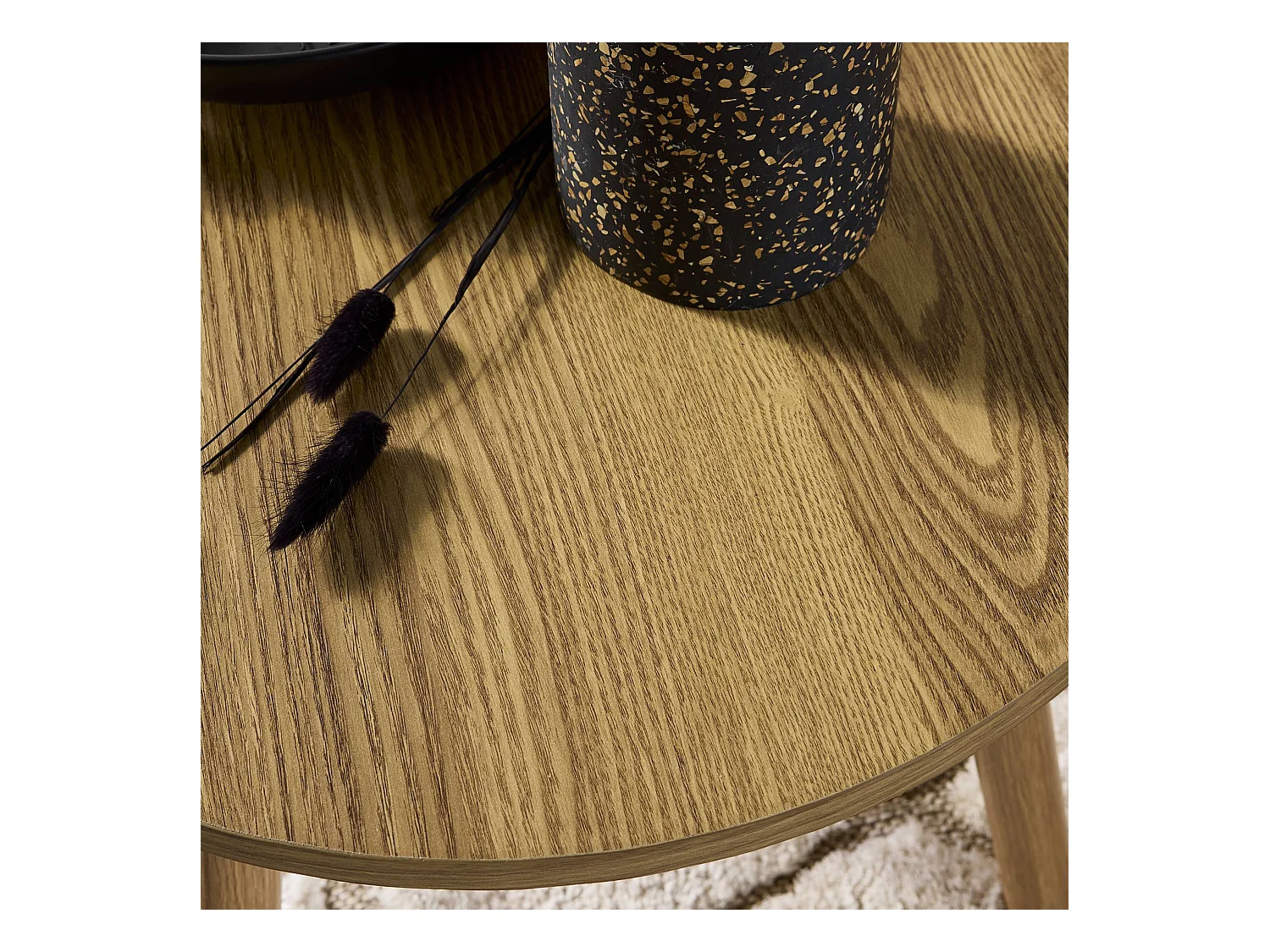 Lot de 2 tables basses rondes effet frêne Népal