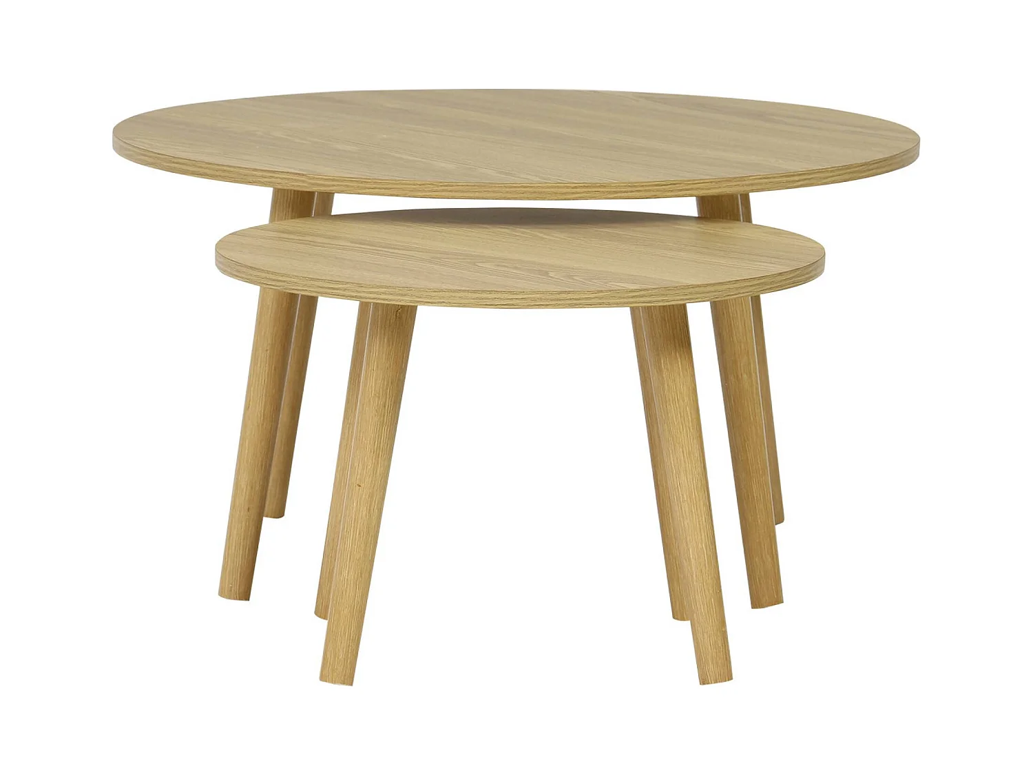 Lot de 2 tables basses rondes effet frêne Népal