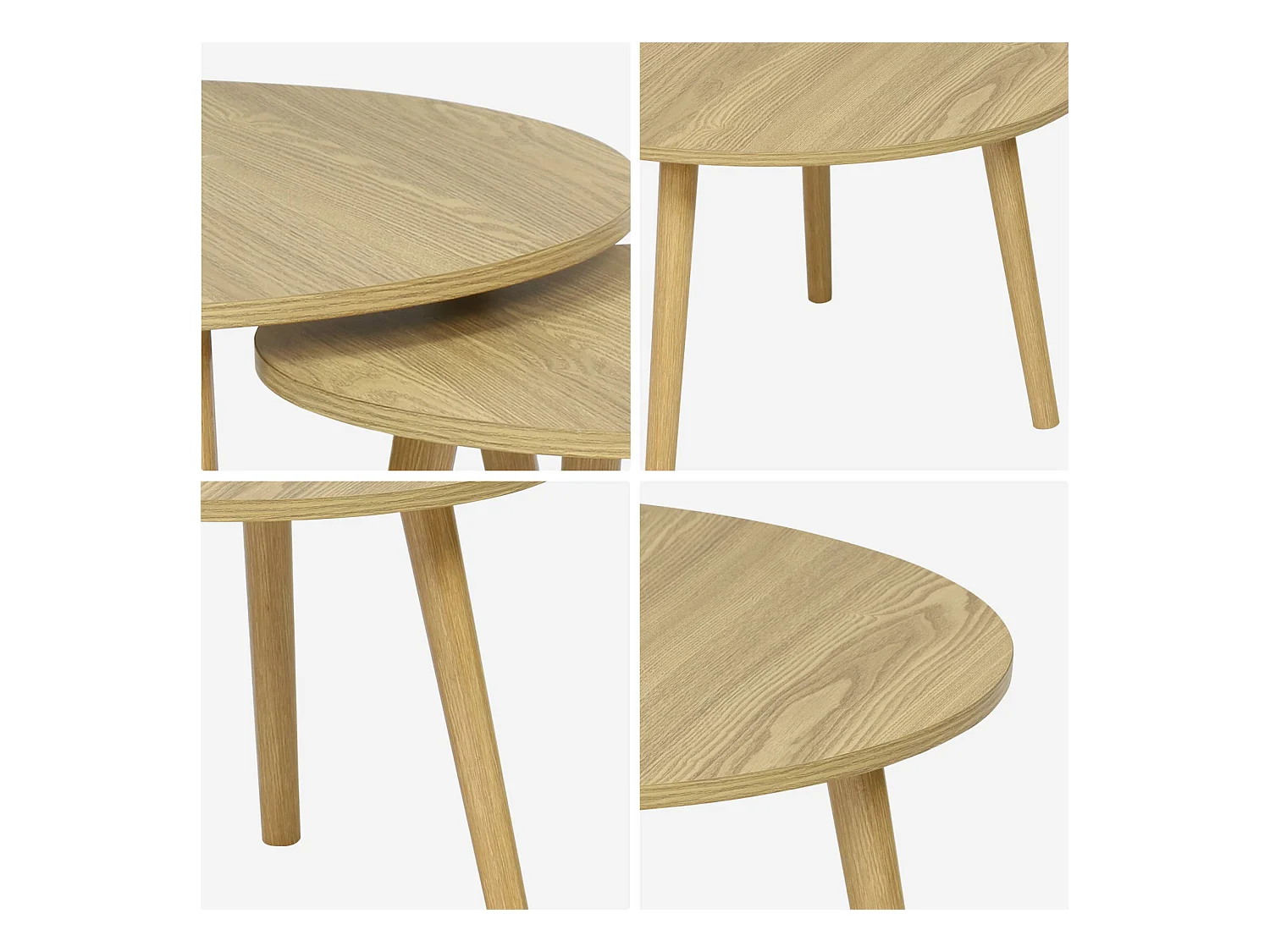 Lot de 2 tables basses rondes effet frêne Népal