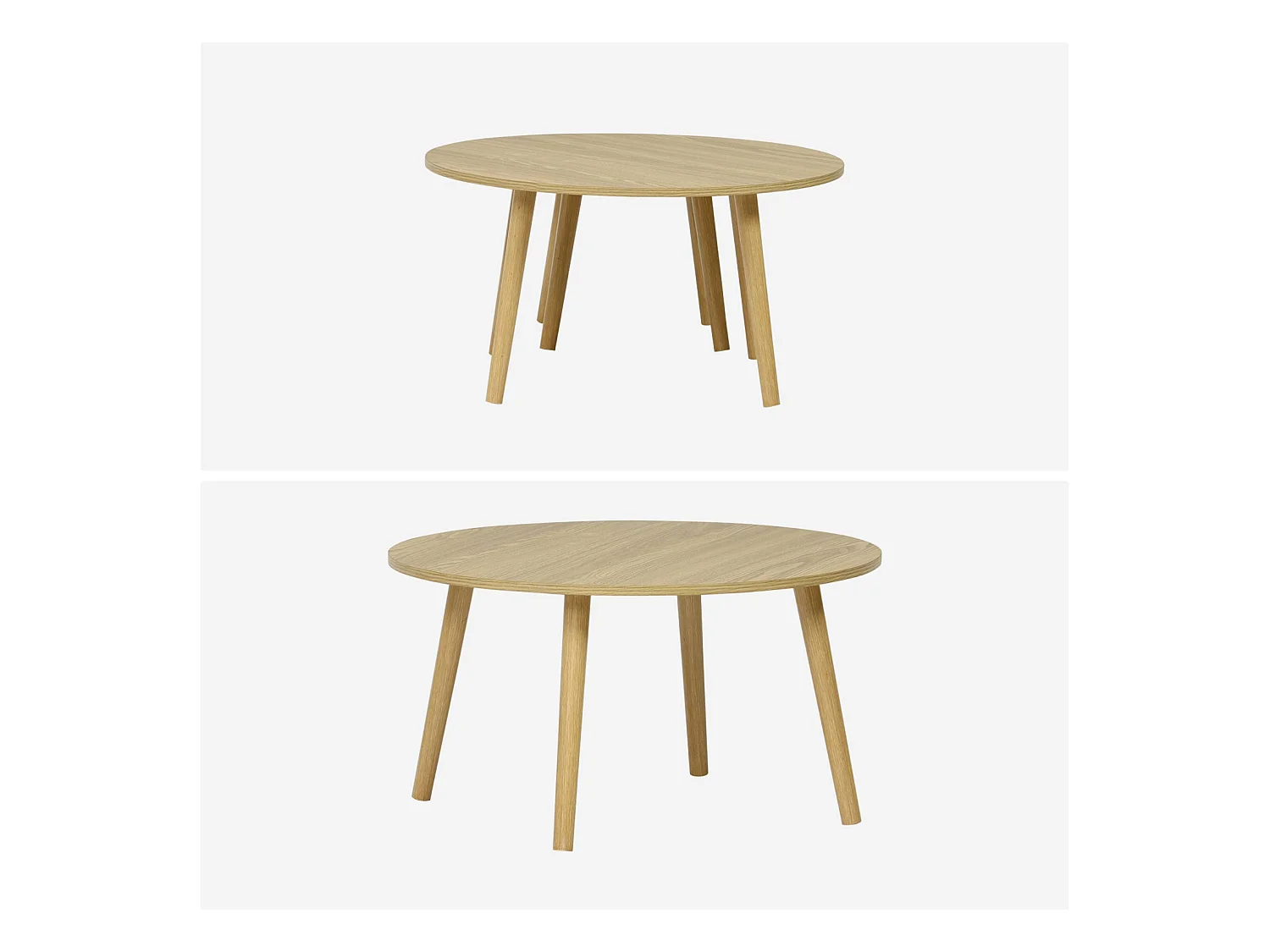 Mesas nido vintage redondas con efecto madera, set de 2 efecto fresno