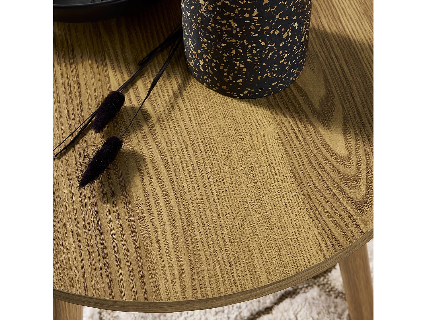 Lot de 2 tables basses rondes effet frêne Népal