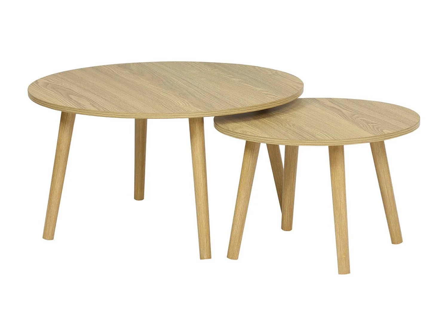 Mesas nido vintage redondas con efecto madera, set de 2 efecto fresno