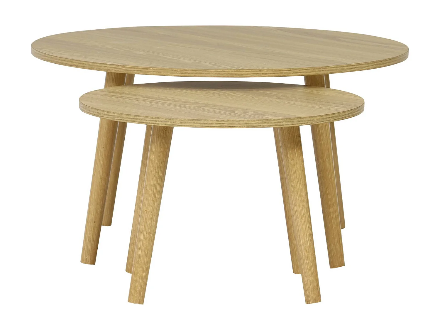 Mesas nido vintage redondas con efecto madera, set de 2 efecto fresno