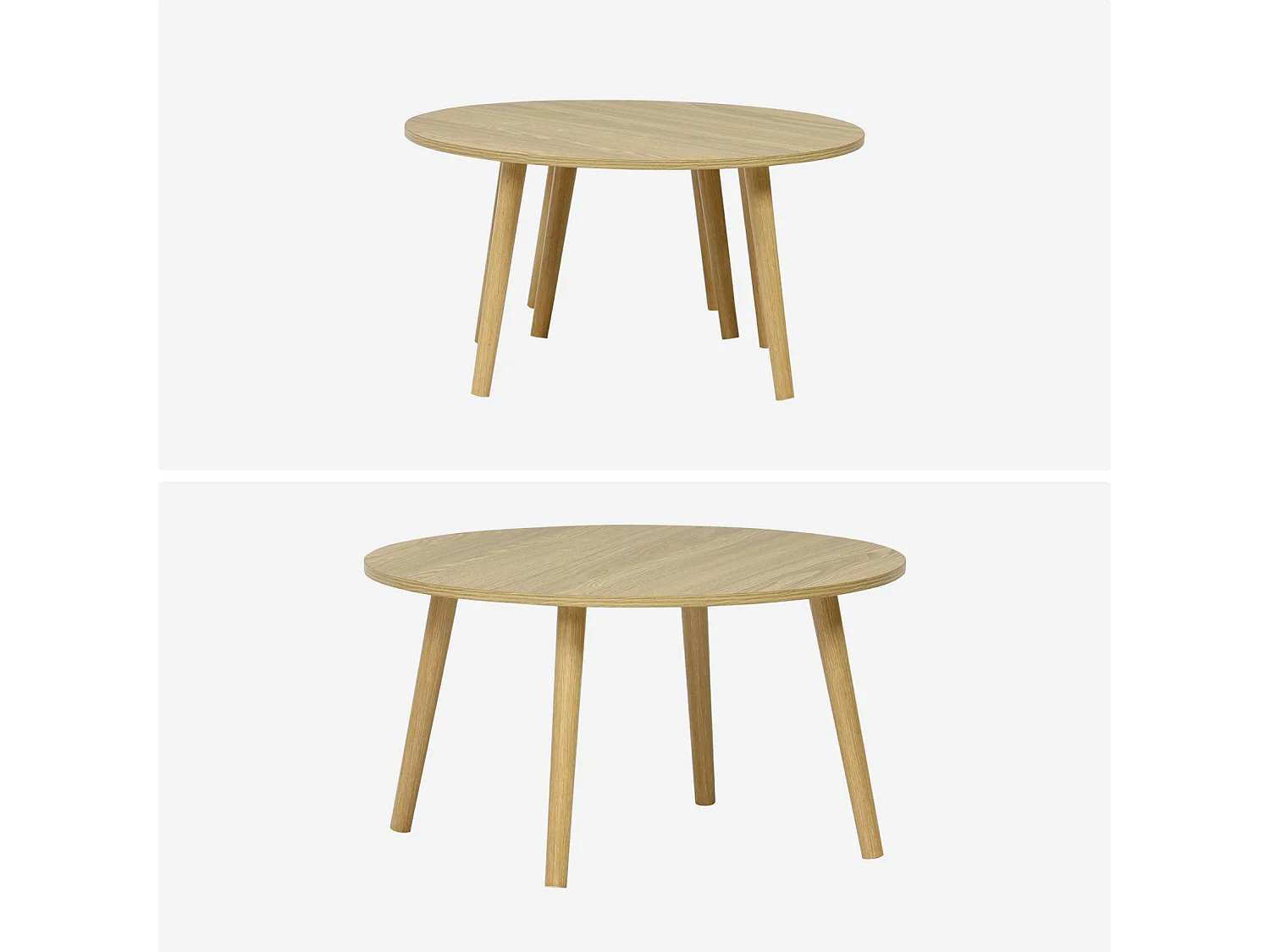 Mesas nido vintage redondas con efecto madera, set de 2 efecto fresno