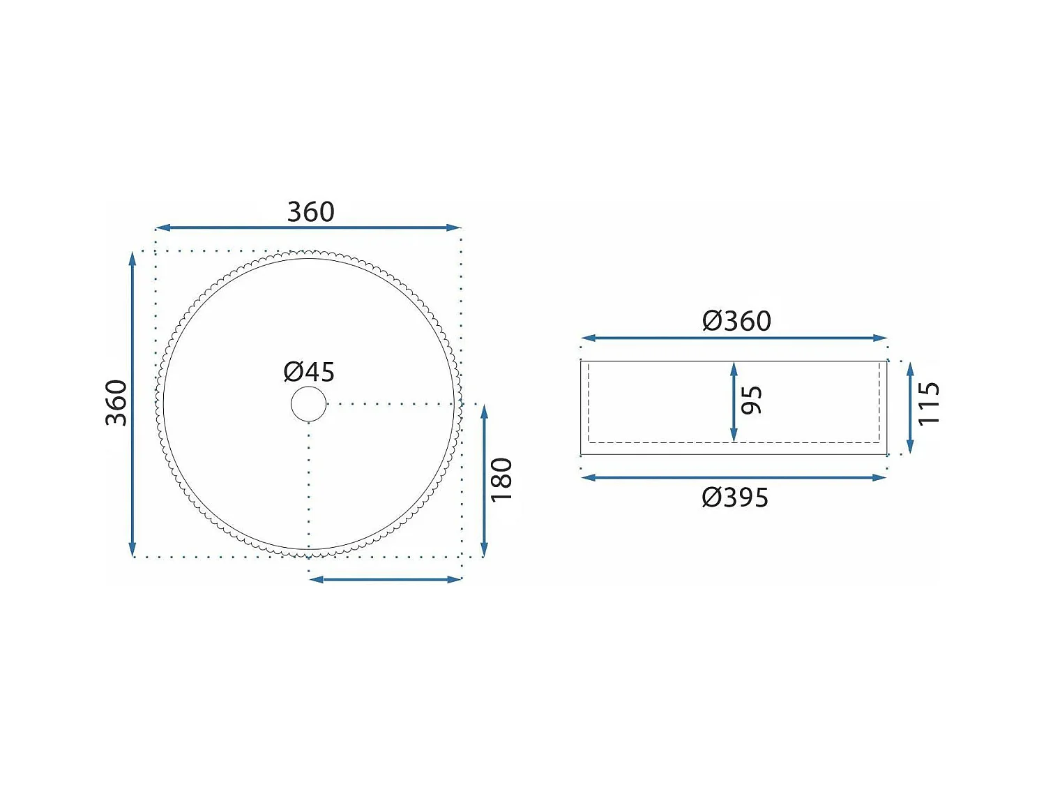Vasque À Poser Rea Ingrid 36 Black