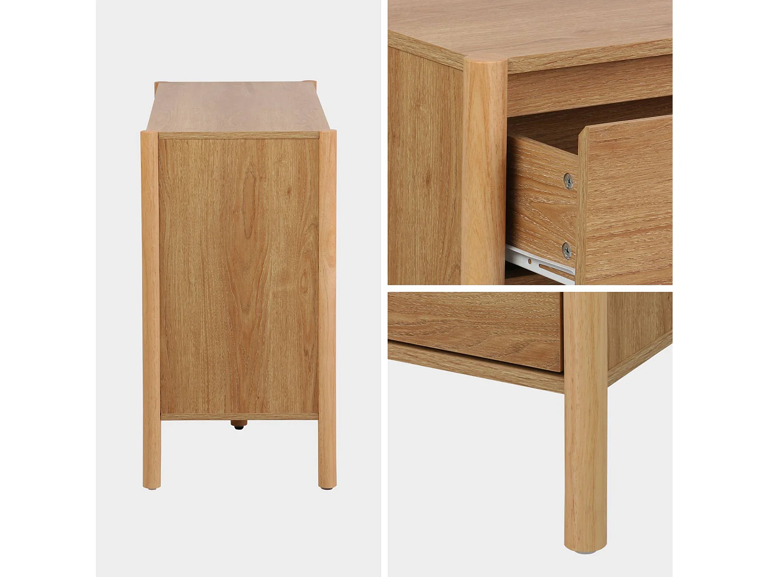 Cómoda con decoración de madera, 6 cajones natural