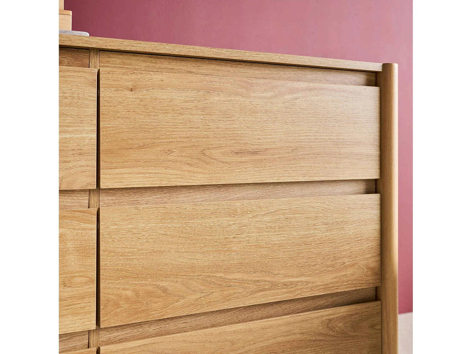 Commode décor bois 6 tiroirs 120cm naturel - 120 x 42 x 78.5 cm - Harmony