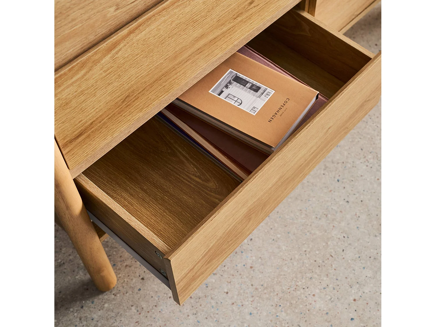 Comò decorazione legno 6 cassetti, marrone naturale