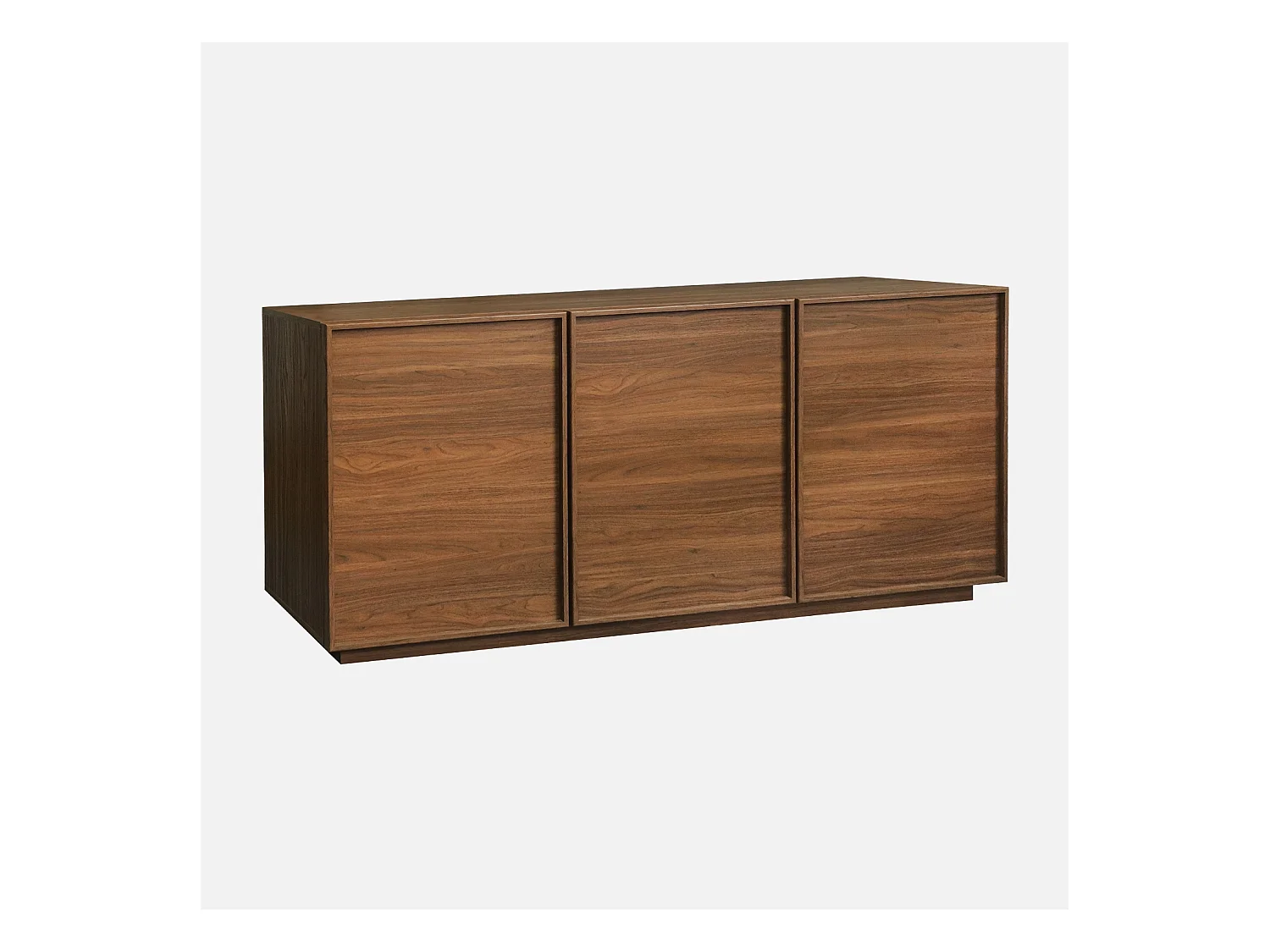 Buffet effet bois 3 portes noyer L 160 x P 43 x H 75cm - Kuba