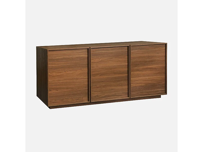 Buffet effet bois 3 portes noyer L 160 x P 43 x H 75cm - Kuba