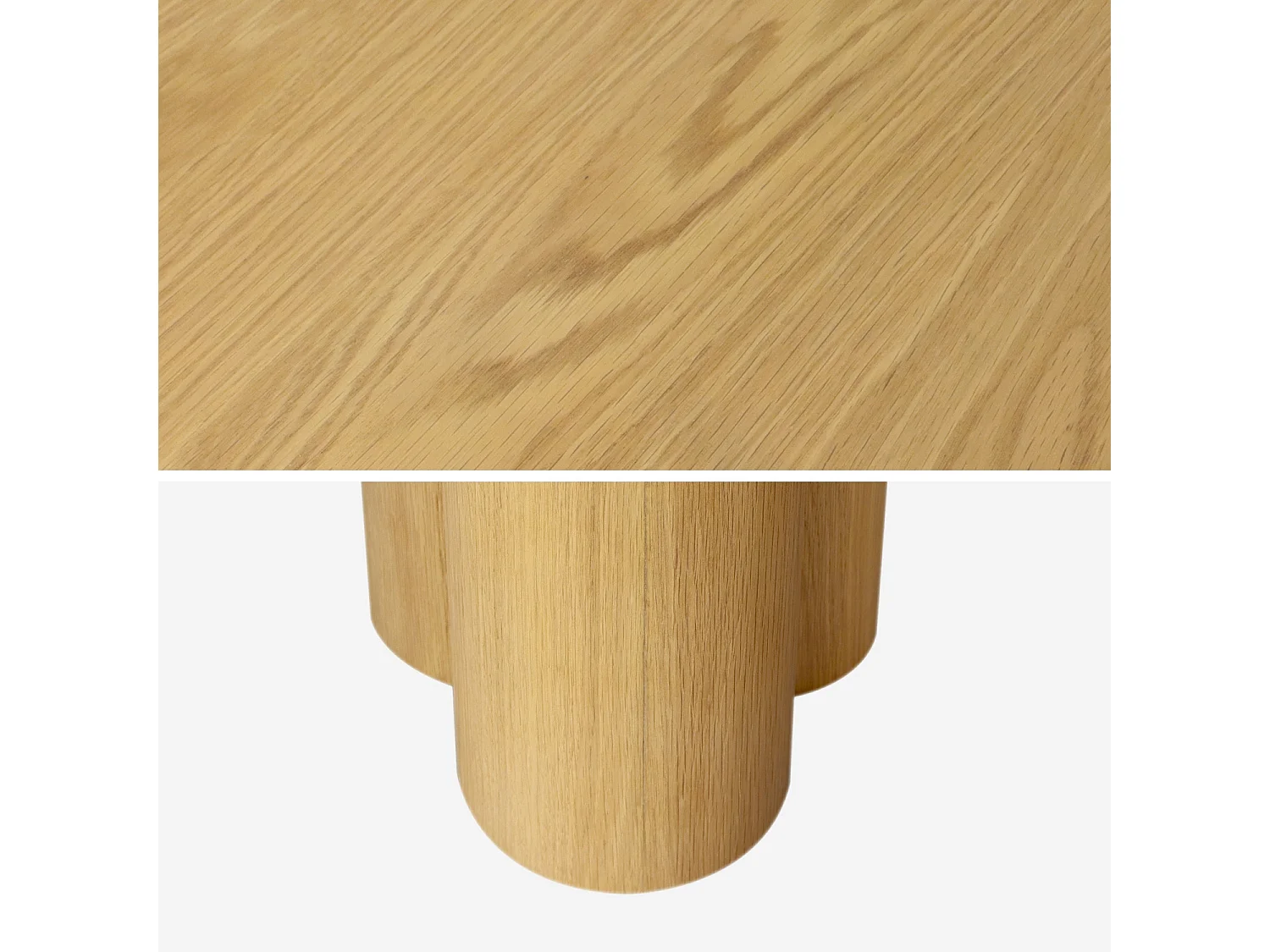 Table à manger ovale bois d'hévéa et placage chêne naturel 8 places 220cm - Leonore