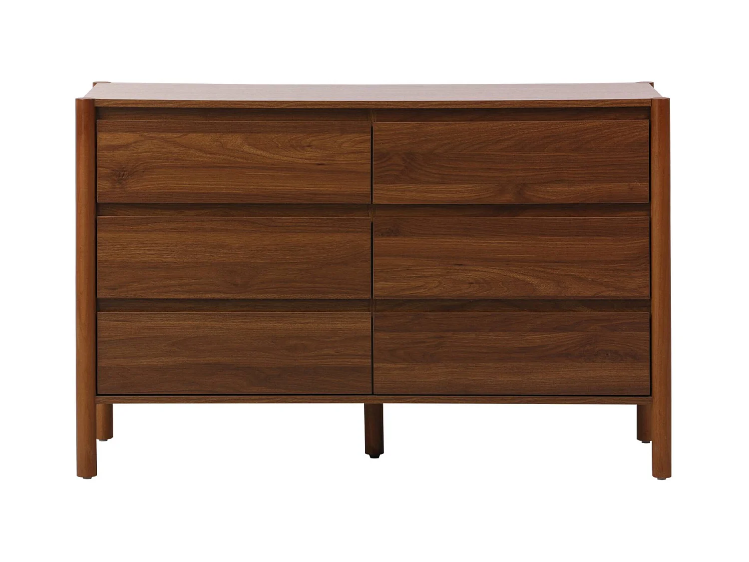 Cómoda con decoración de madera, 6 cajones nogal