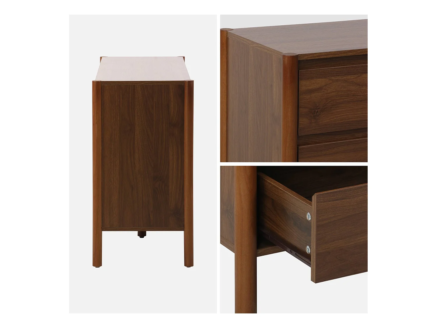 Cómoda con decoración de madera, 6 cajones nogal