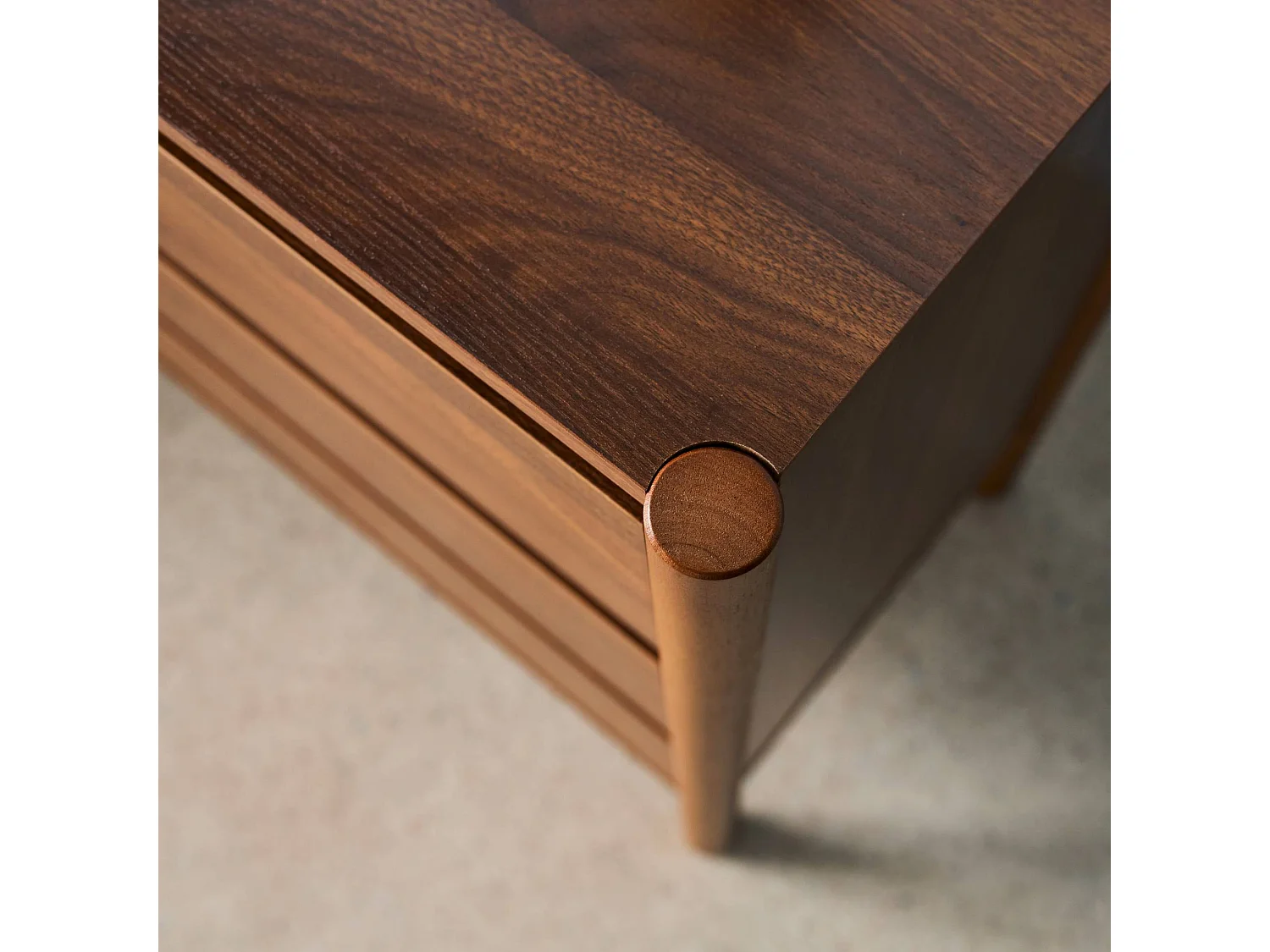 Commode décor bois 6 tiroirs 120cm noyer - 120 x 42 x 78.5 cm - Harmony