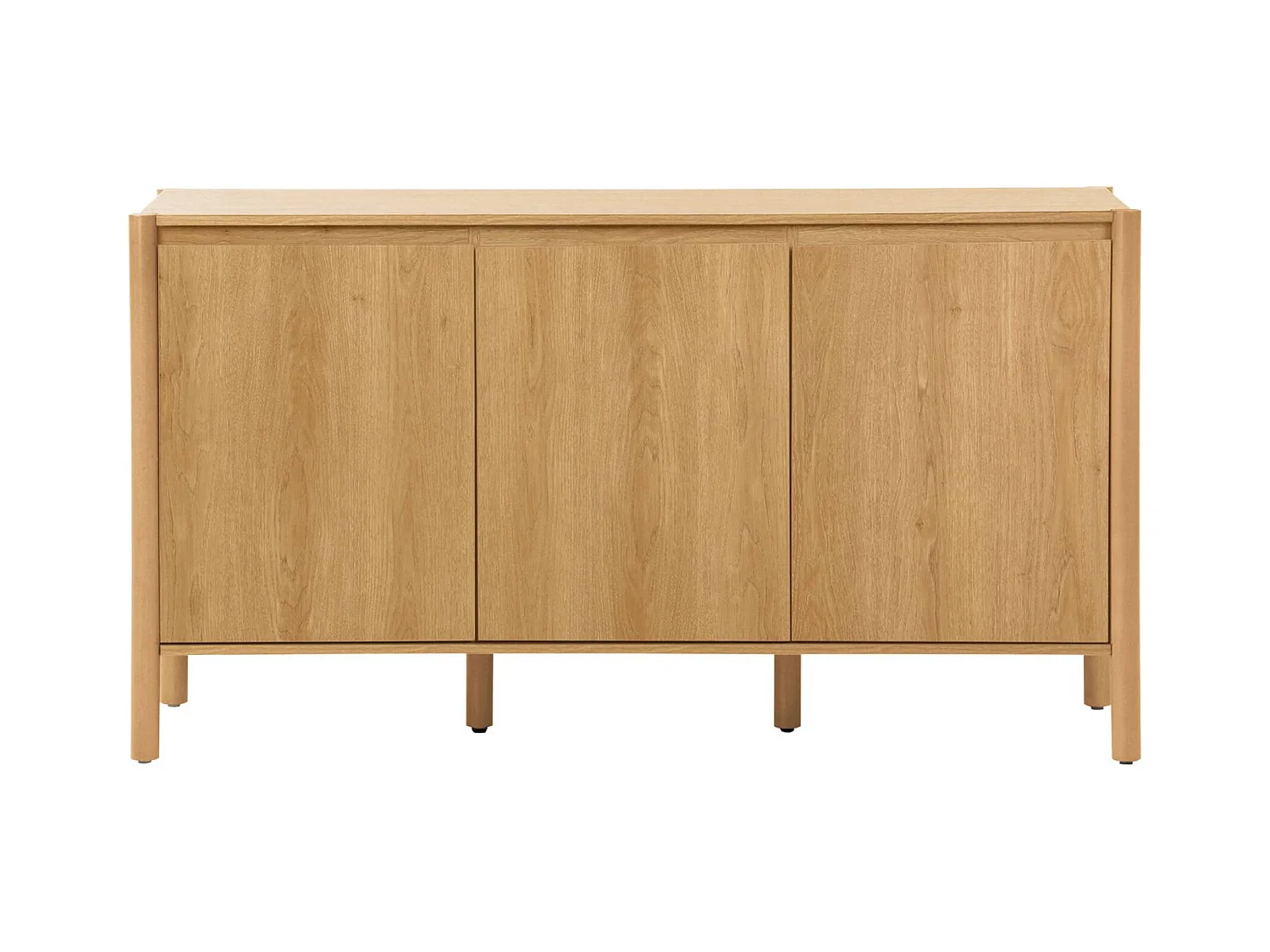 Credenza decorazione legno 3 ante 140cm, marrone naturale