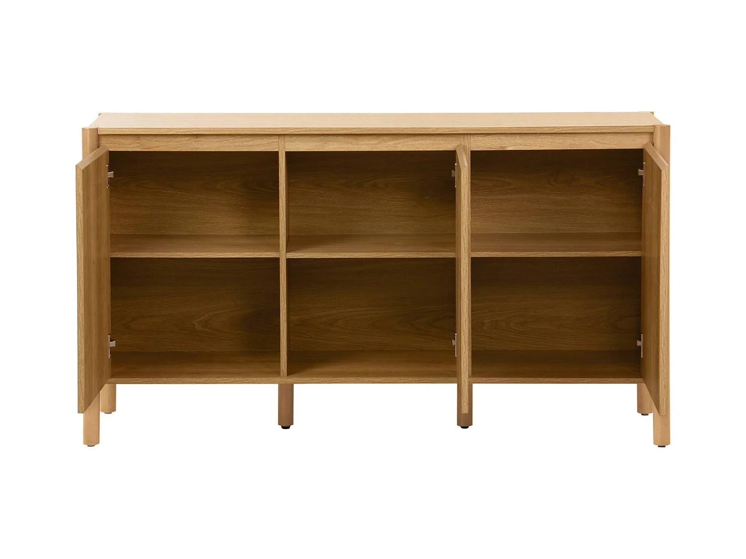 Credenza decorazione legno 3 ante 140cm, marrone naturale