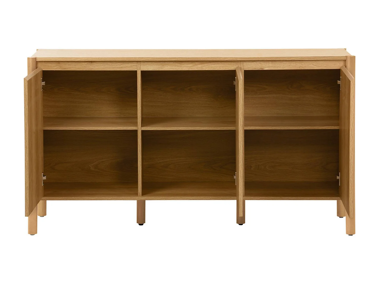 Credenza decorazione legno 3 ante 140cm, marrone naturale