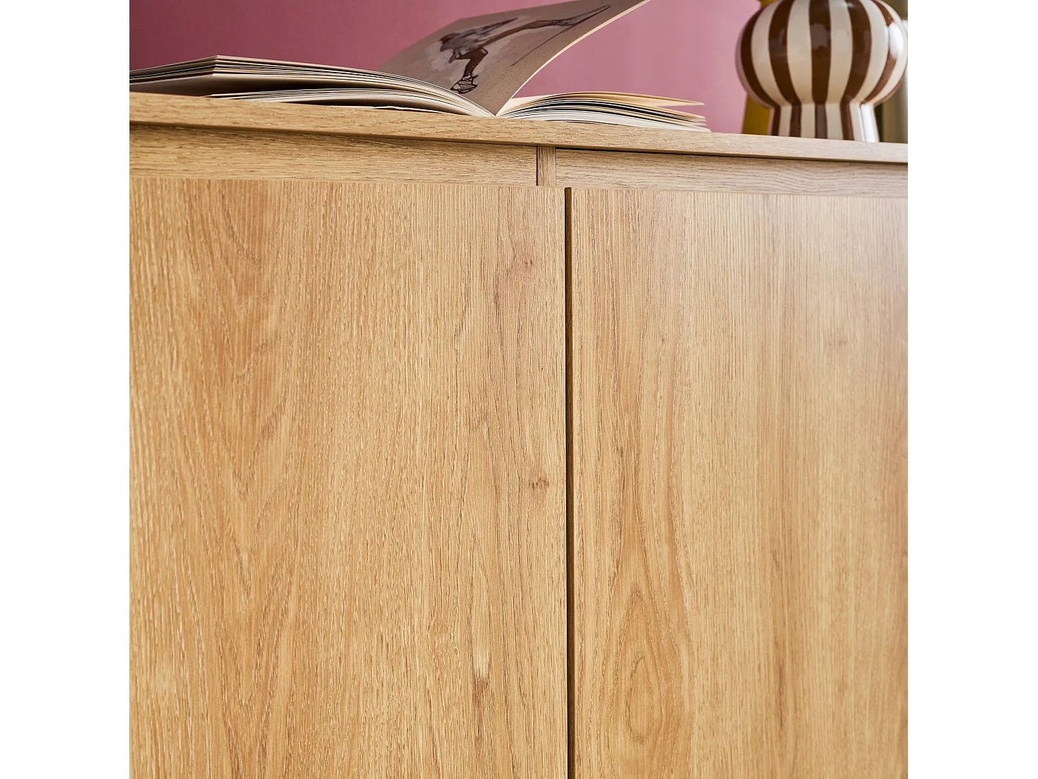 Buffet décor bois 3 portes naturel  - 140 x 42 x 78.5 cm - Harmony