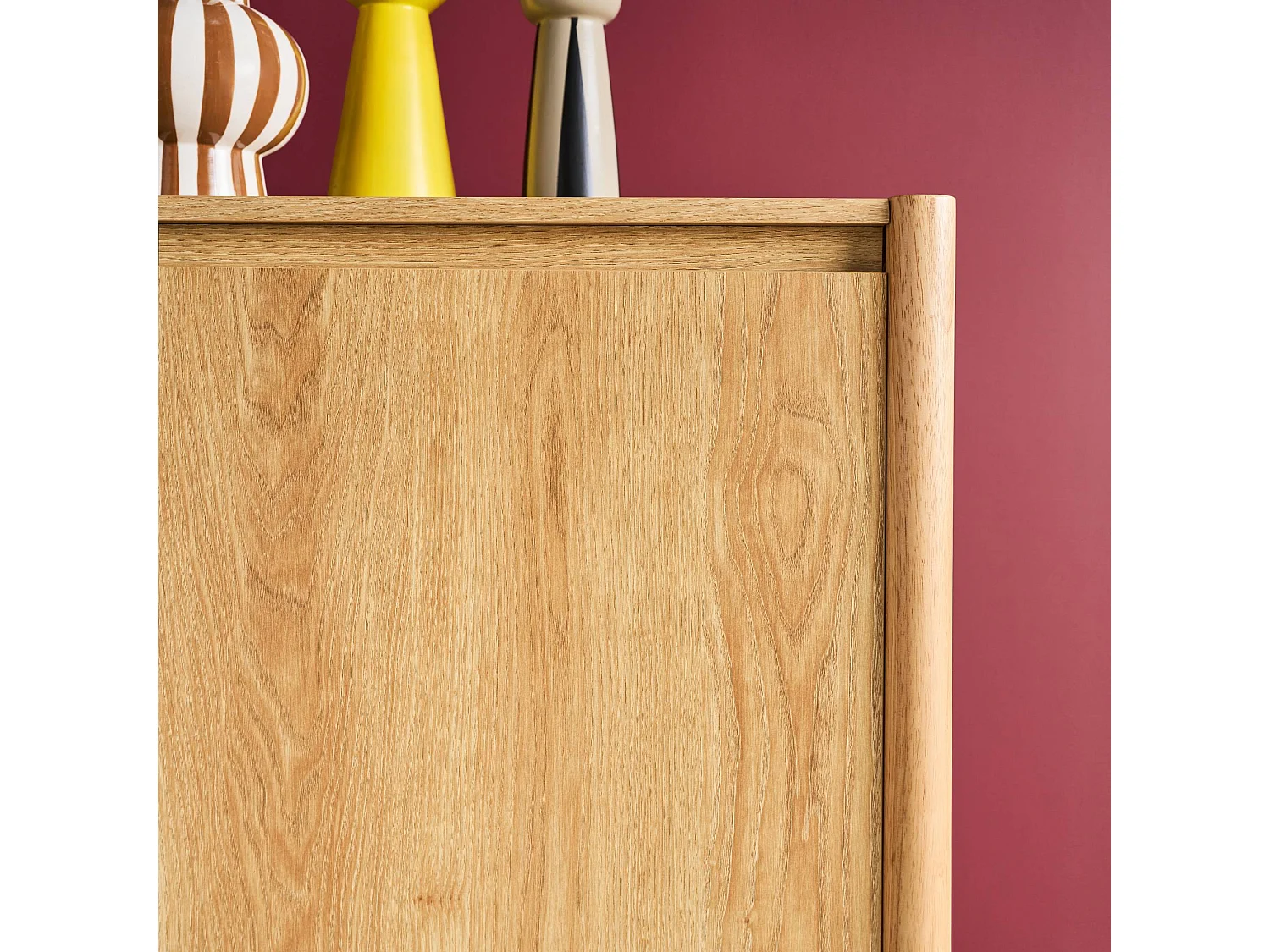 Buffet décor bois 3 portes naturel  - 140 x 42 x 78.5 cm - Harmony