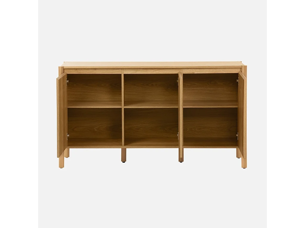 Buffet décor bois 3 portes naturel  - 140 x 42 x 78.5 cm - Harmony