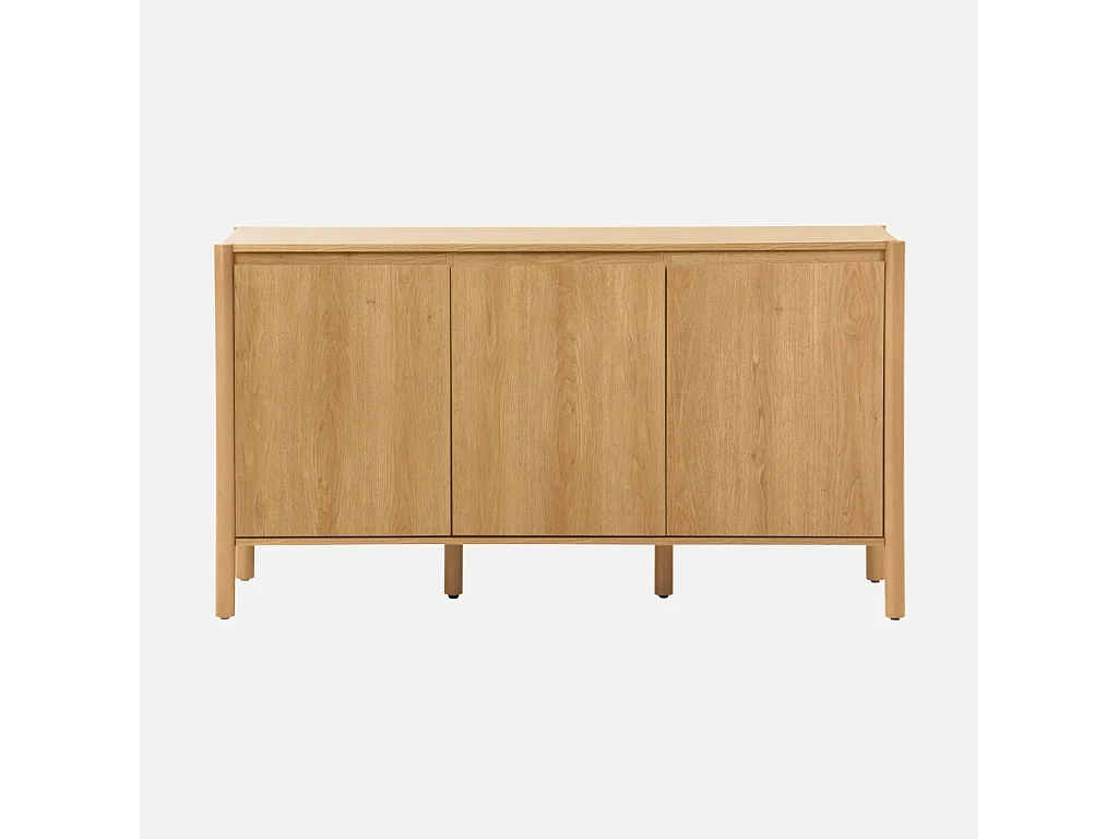 Buffet décor bois 3 portes naturel  - 140 x 42 x 78.5 cm - Harmony