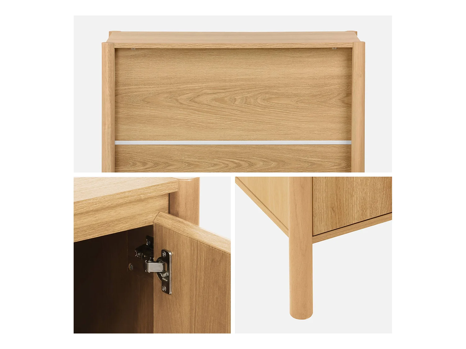 Credenza decorazione legno 2 ante 80cm, marrone naturale