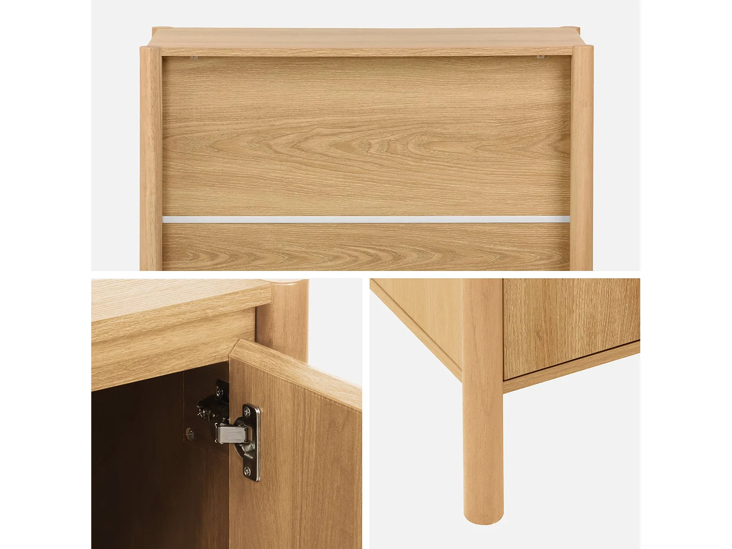 Credenza decorazione legno 2 ante 80cm, marrone naturale