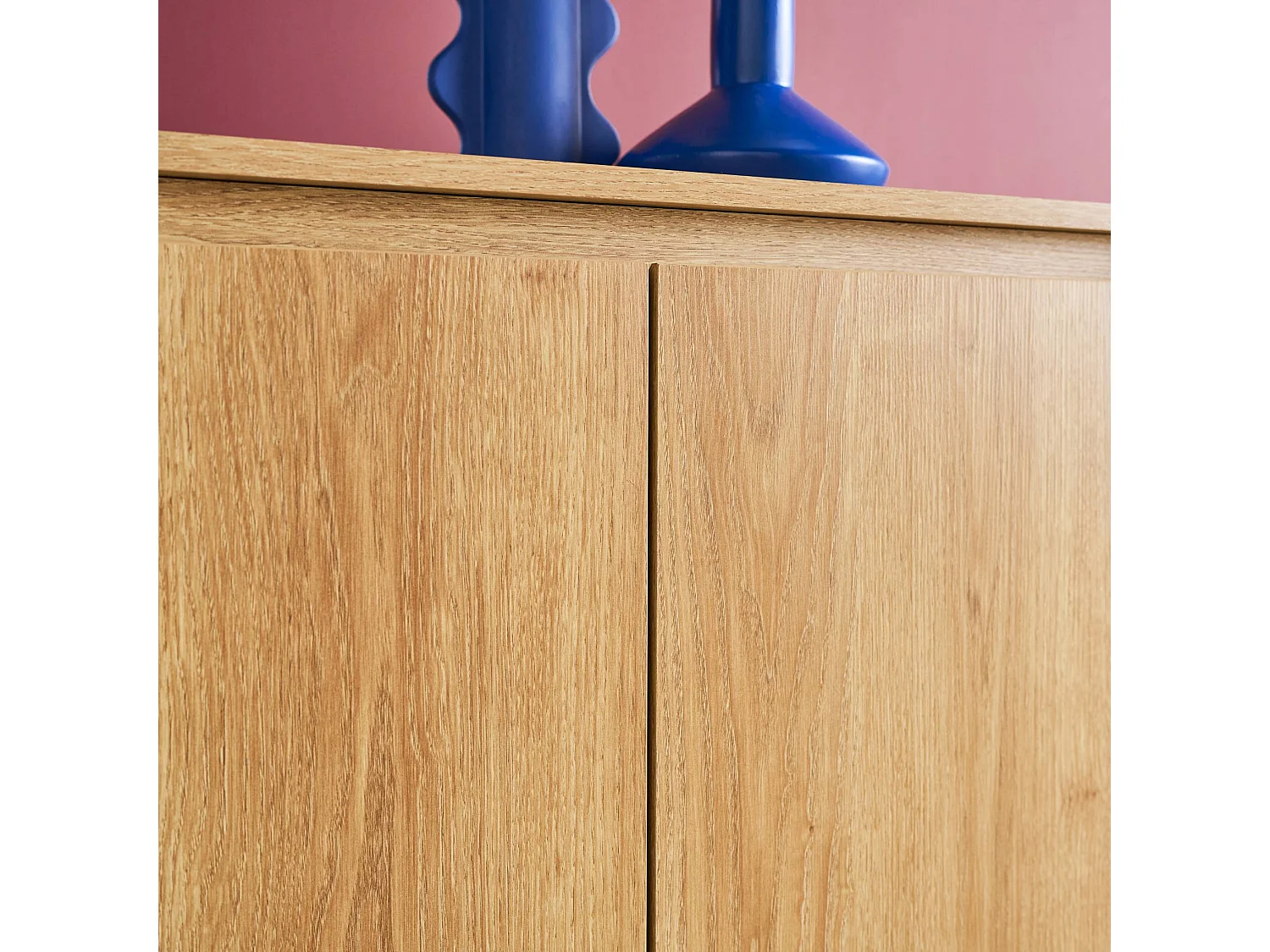 Buffet décor bois 2 portes naturel - 80 x 42 x 78.5 cm - Harmony