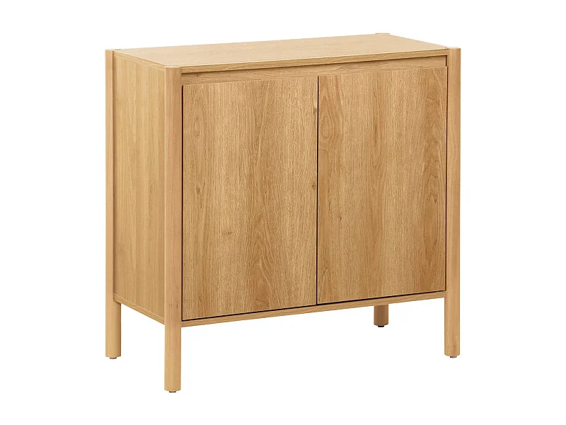 Credenza decorazione legno 2 ante 80cm, marrone naturale