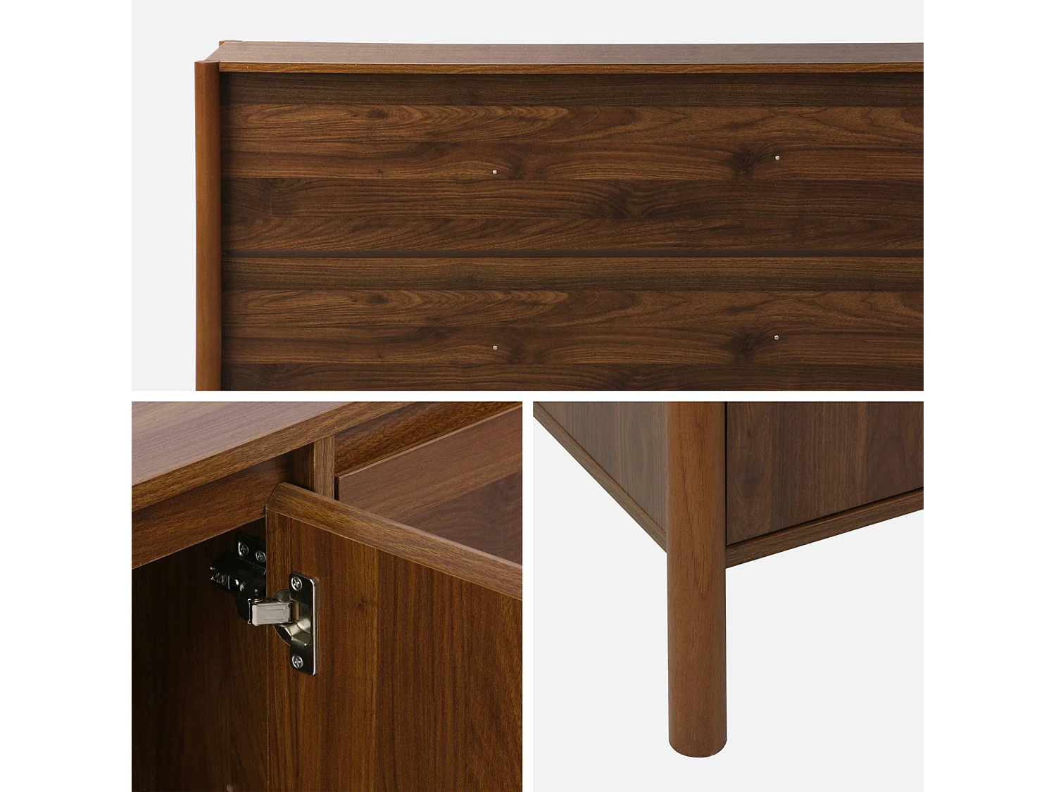Credenza decorazione legno 3 ante 140cm, Harmony, Noce, 140x42x78 cm