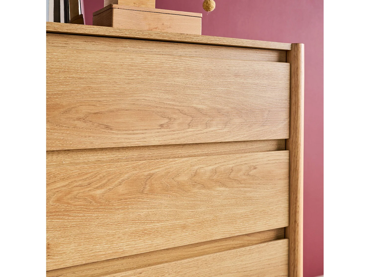 Cassettiera decorativa in legno 4 cassetti, marrone naturale