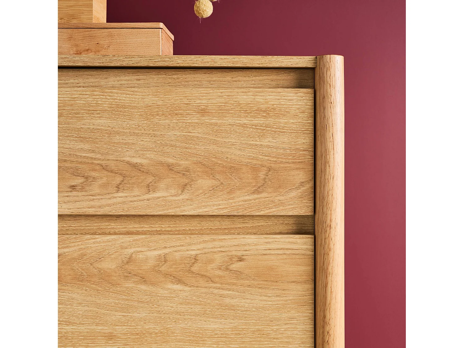 Cassettiera decorativa in legno 4 cassetti, marrone naturale