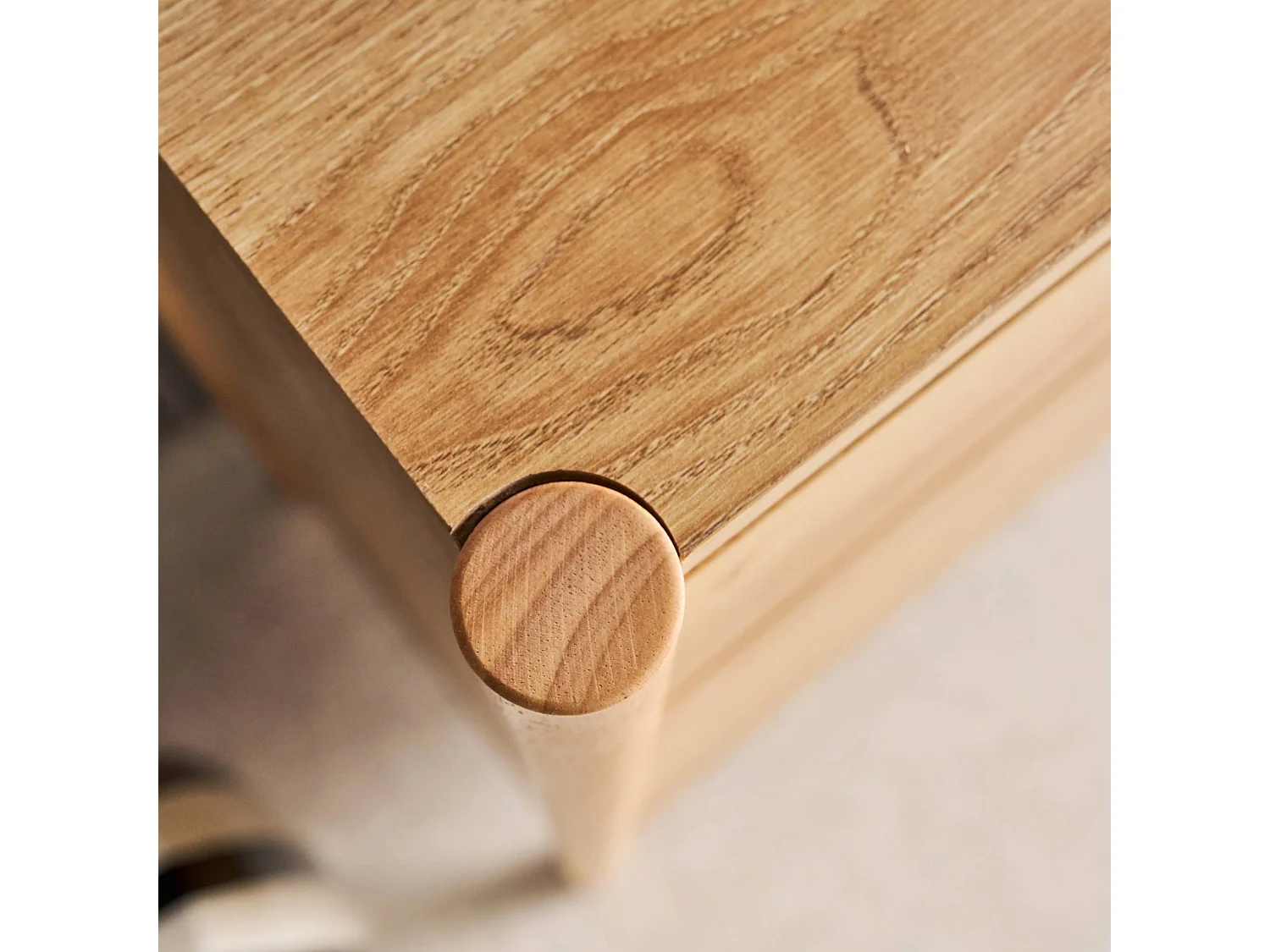 Cassettiera decorativa in legno 4 cassetti, marrone naturale