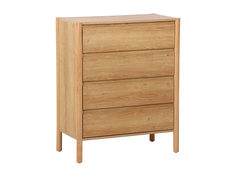 Cassettiera decorativa in legno 4 cassetti, marrone naturale