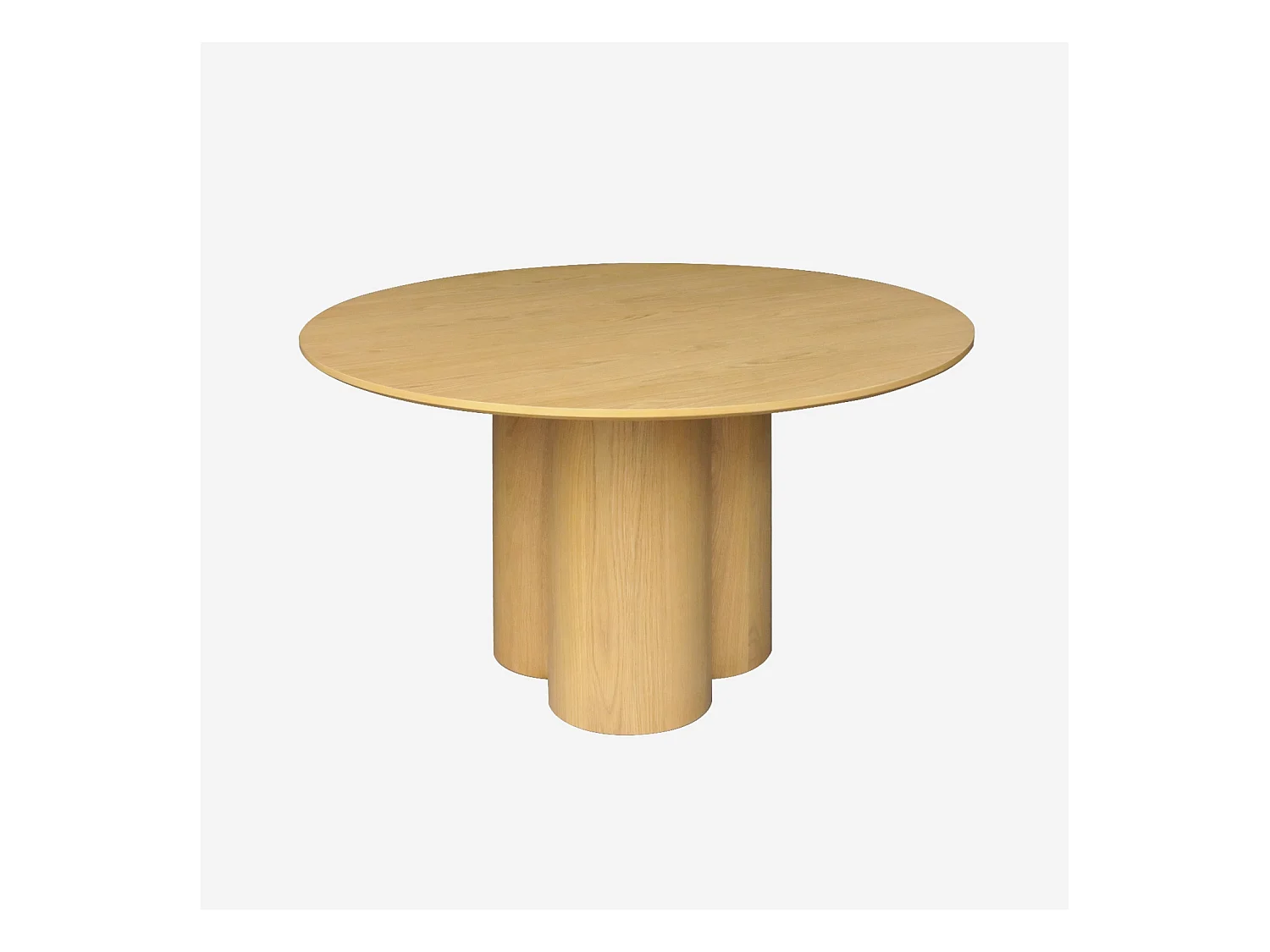 Mesa de comedor redonda de madera de hevea con 4 plazas, 130cm natural