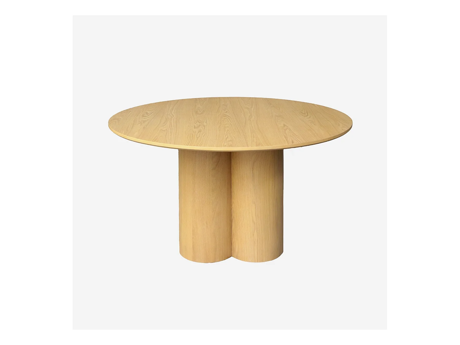 Mesa de comedor redonda de madera de hevea con 4 plazas, 130cm natural