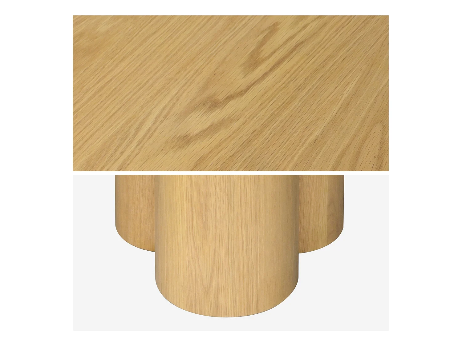 Mesa de comedor redonda de madera de hevea con 4 plazas, 130cm natural