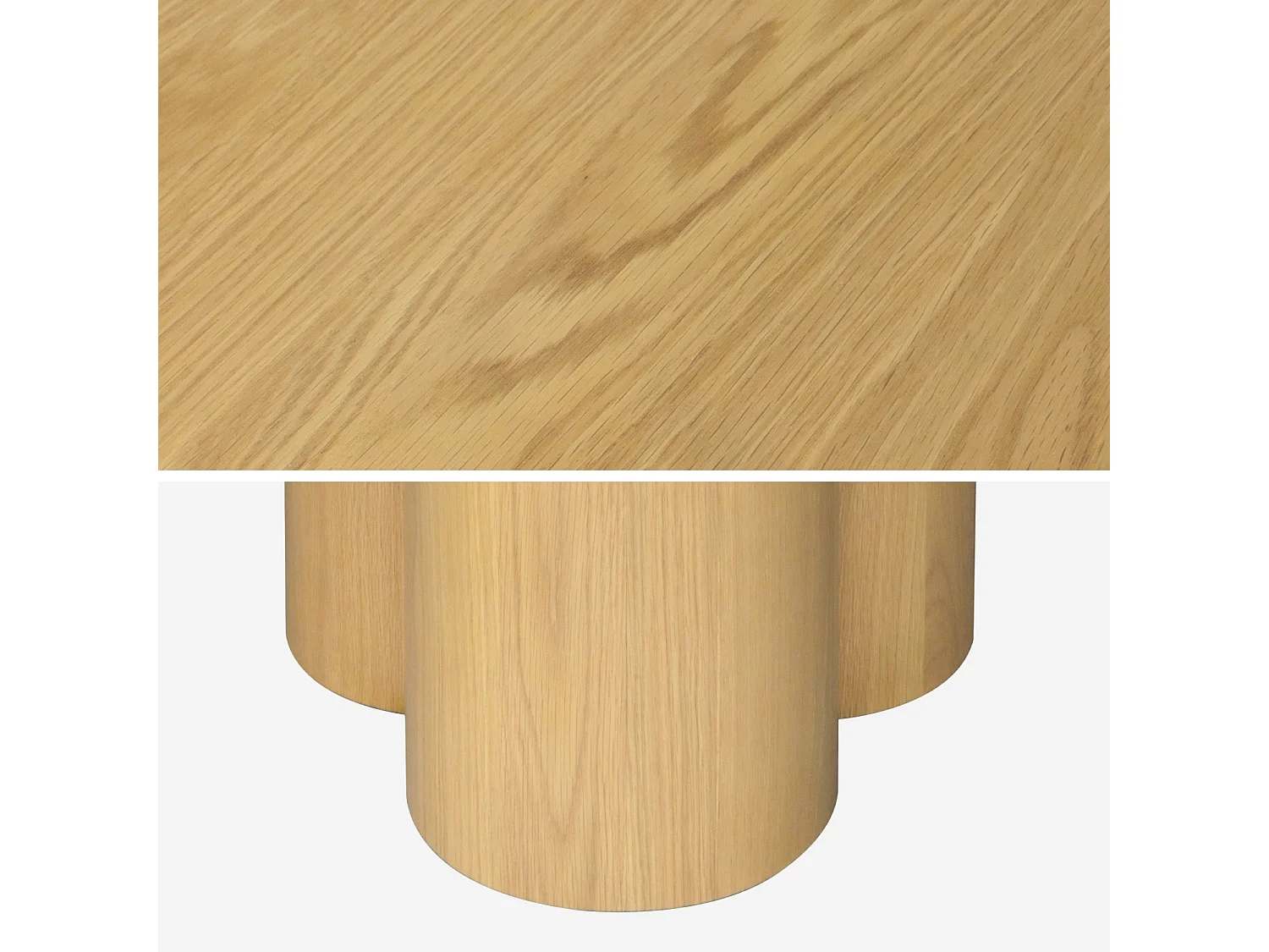 Mesa de comedor redonda de madera de hevea con 4 plazas, 130cm natural