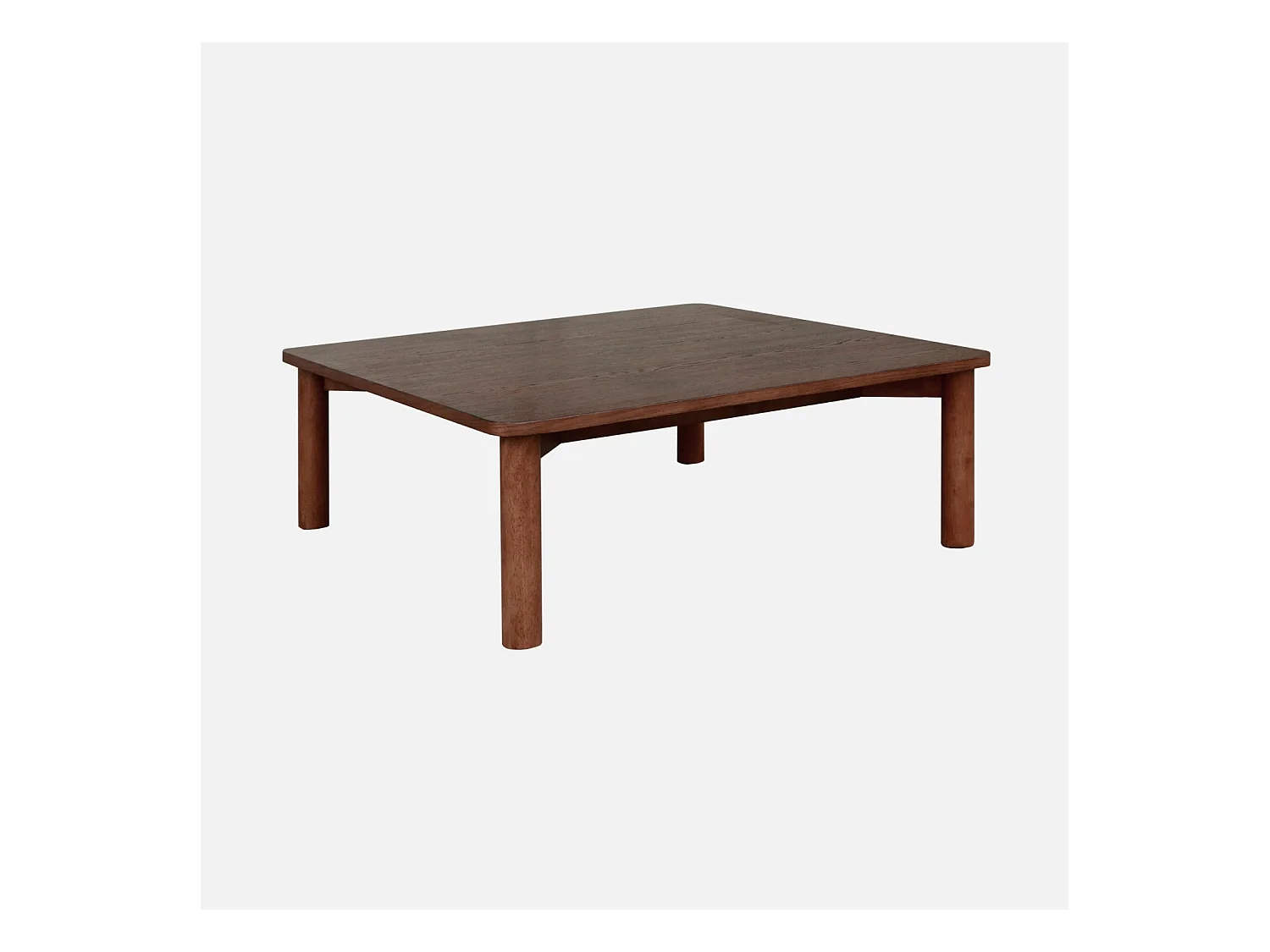 Table basse carrée bois d'hévéa placage chêne noyer - 100 x 100 x 35 cm - Solène