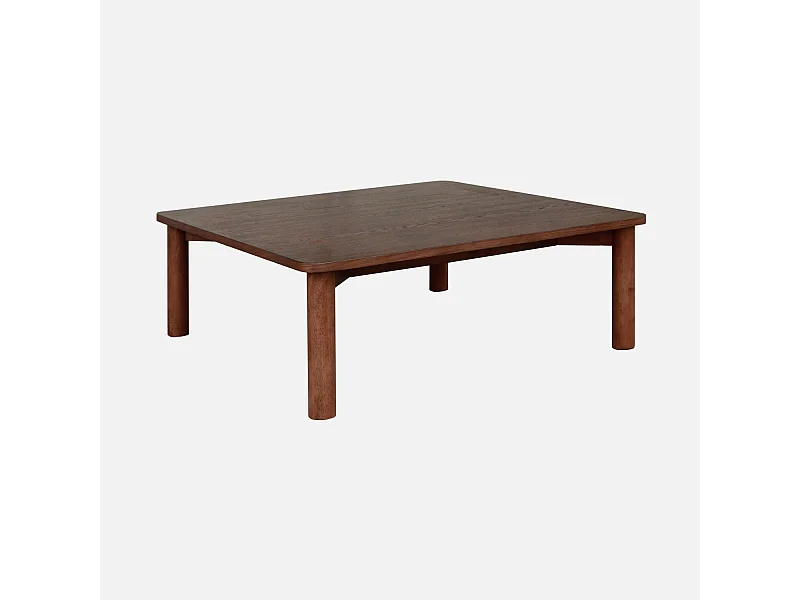 Mesa de centro cuadrada de madera de hevea con chapa de roble nogal
