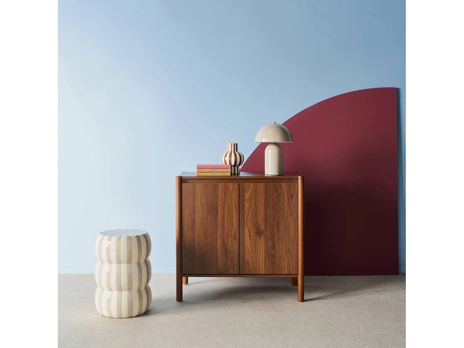 Credenza decorazione legno 2 ante 80cm, marrone