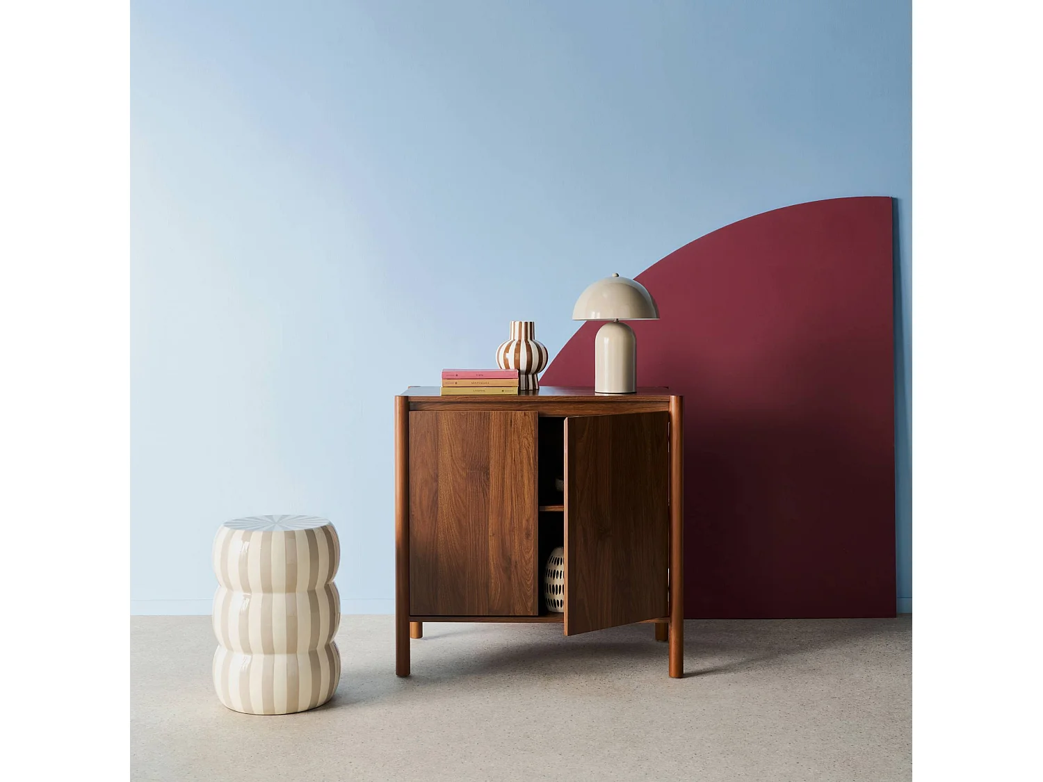 Credenza decorazione legno 2 ante 80cm, marrone