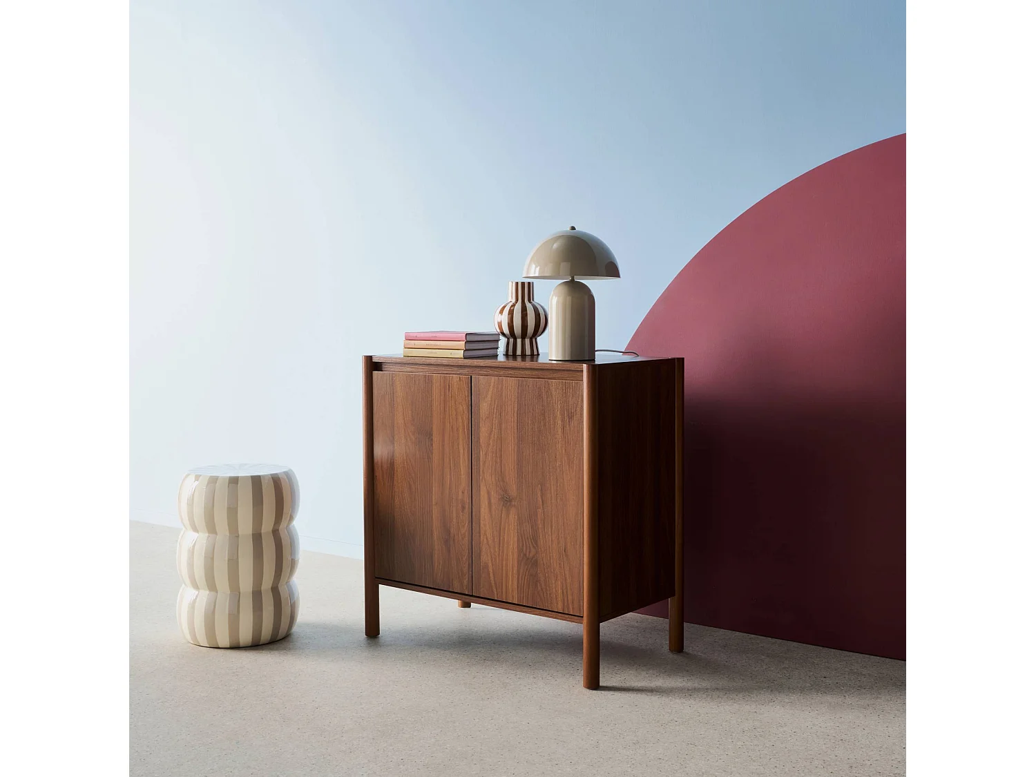 Credenza decorazione legno 2 ante 80cm, marrone