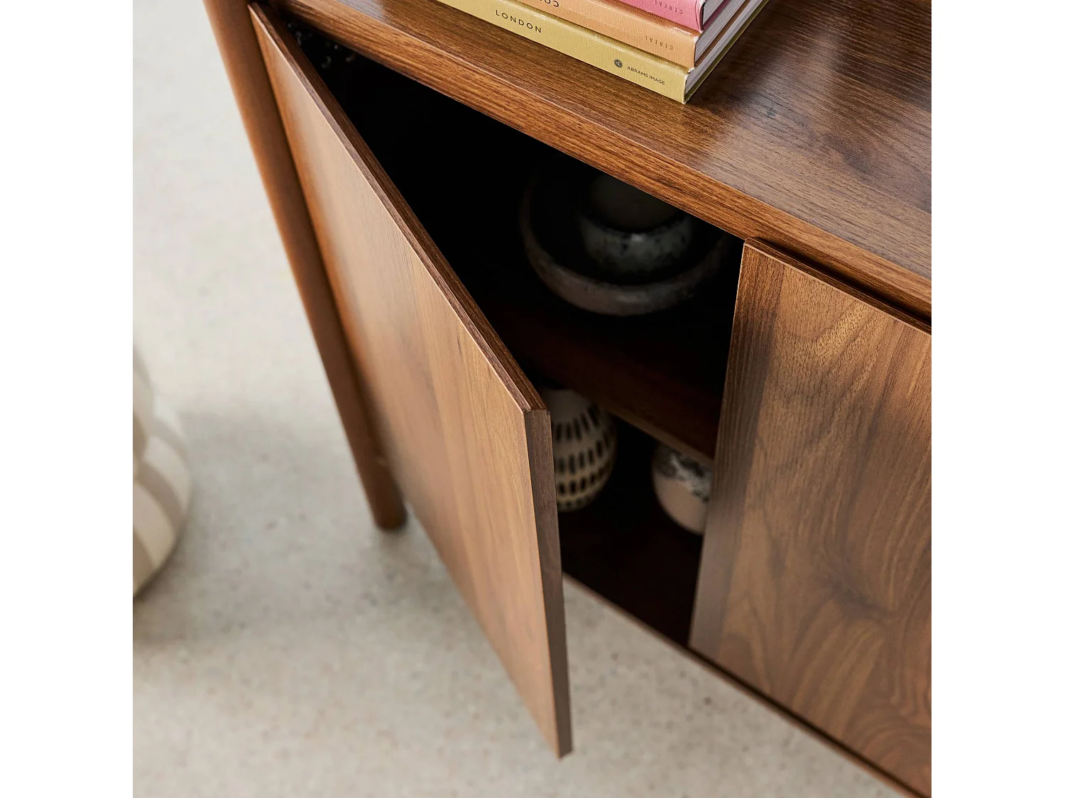 Credenza decorazione legno 2 ante 80cm, marrone