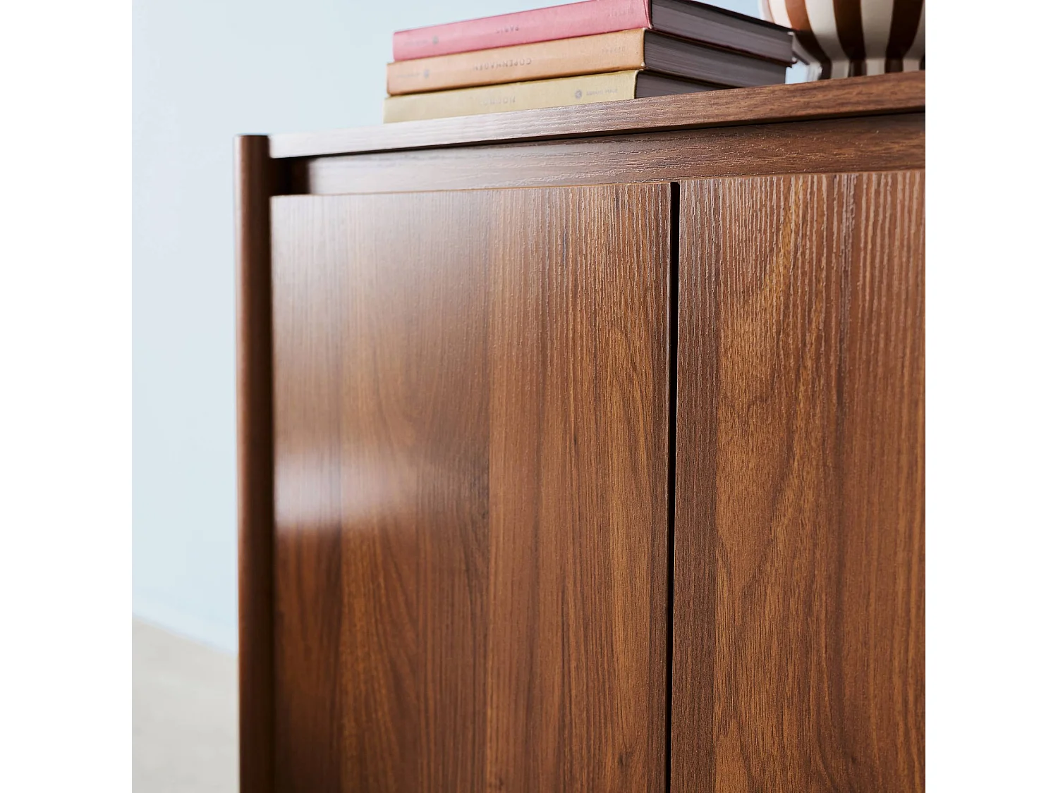 Credenza decorazione legno 2 ante 80cm, marrone